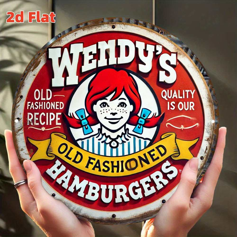 Vintage Fashion Hamburg - Papan Logam Bulat Vintage Wendy's Old