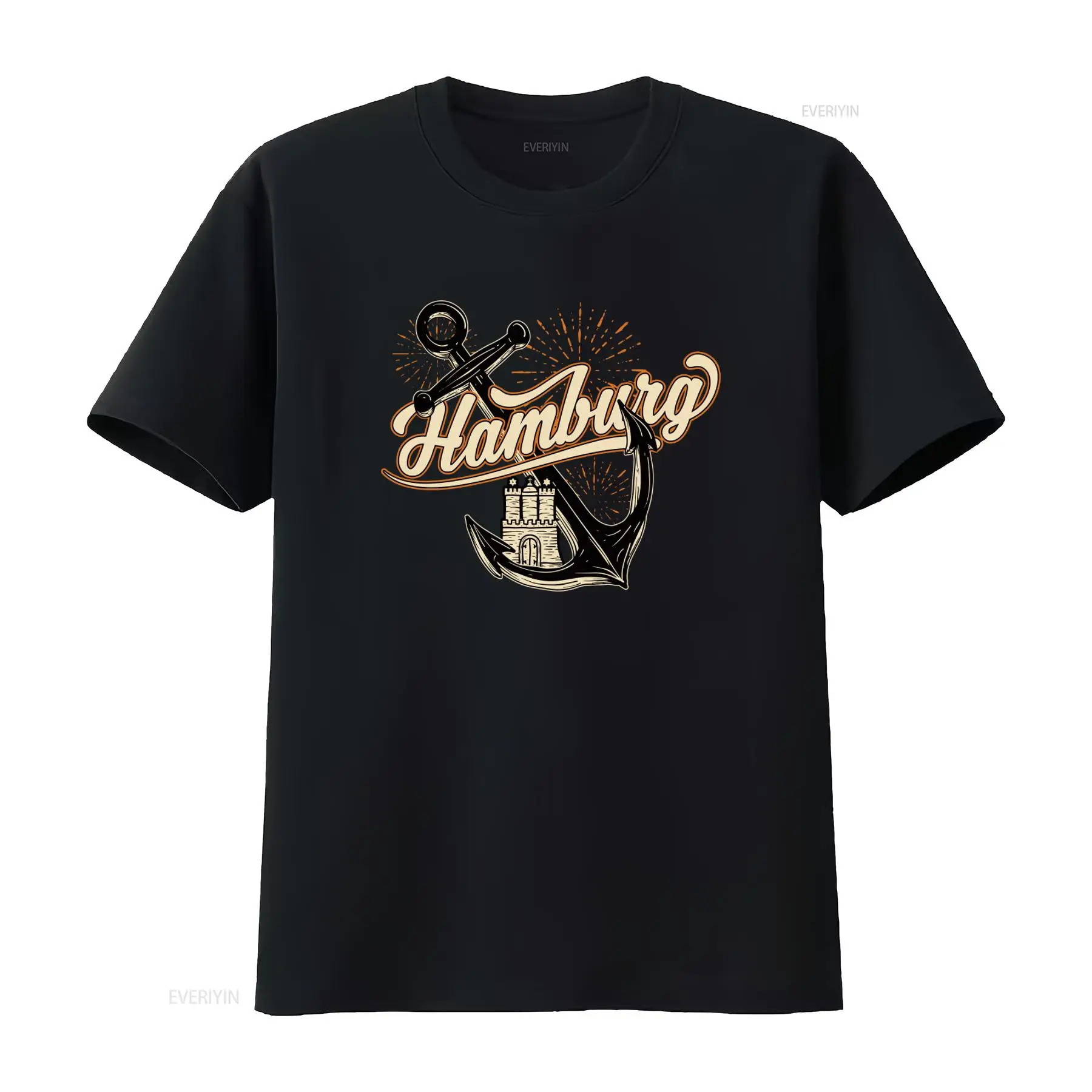 Vintage Fashion Hamburg - Kaos Pria Hamburg Anchor Print, Stylish