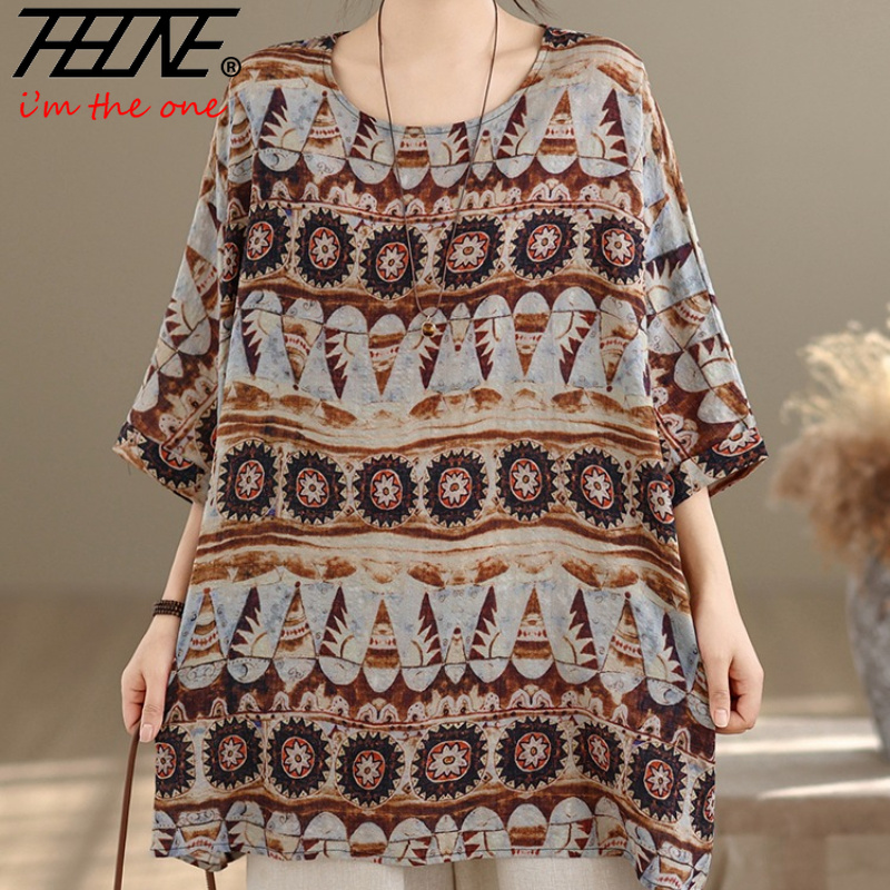 Vintage Fashion Jersey - THHONE Blus Wanita Musim Panas Fashion