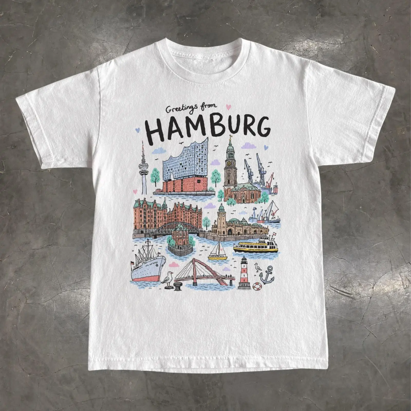 Vintage Fashion Hamburg - Kaos Hamburg Jerman Elbphilharmonie Souvenir Perjalanan